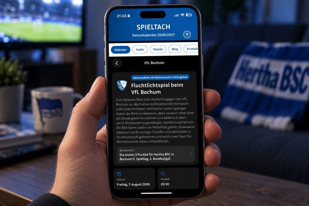 Das Bild zeigt eine Vorabversion der SPIELTACH App. Sie ist als Screenshot ersichtlich. Das Bild wurde per KI generiert.